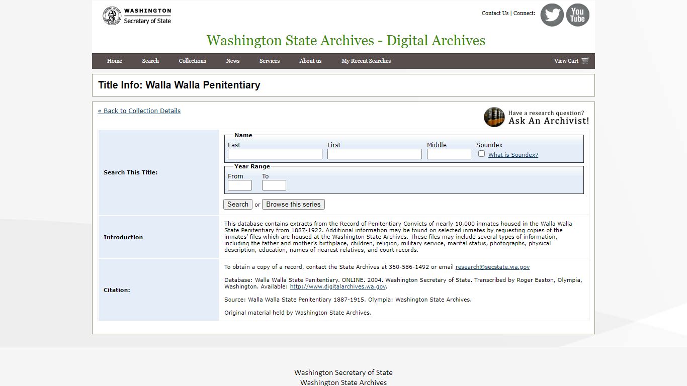 Title Info: Walla Walla Penitentiary